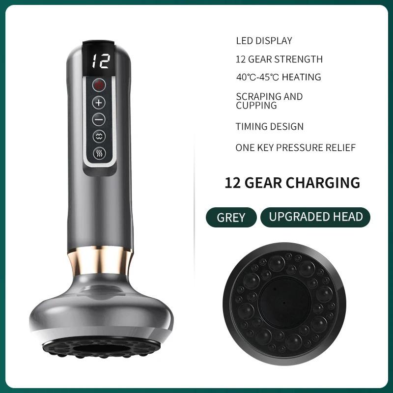 

Массажный инструмент Гуаша 12-ступенчатый всасывающий и нагревающий скребок для кожи Гуаша, массажер для похудения, электрический вакуумный всасывающий жиросжигатель red glow серый