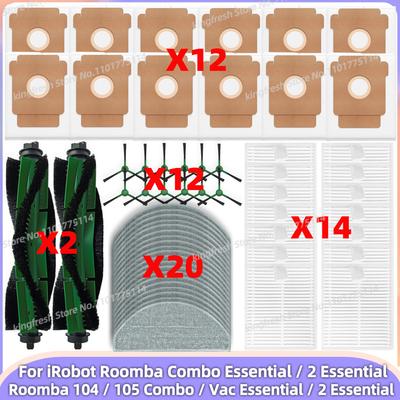 Passend für iRobot Roomba Combo Essential/ 2 Essential, Vac 2 Essential, 104 / 105 Combo Teile Hauptseitenbürste Beutelfilter Mopptuch