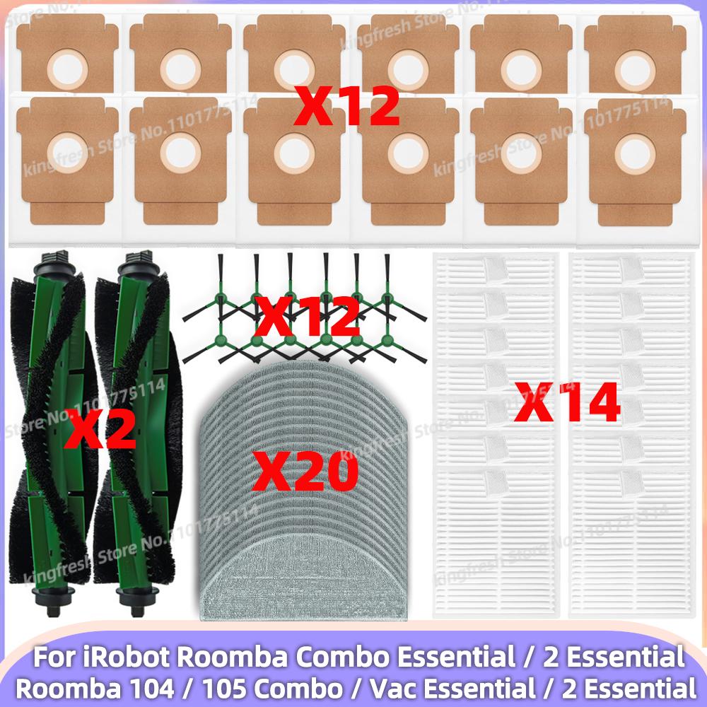 Fit For iRobot Roomba Combo Essential/ 2 Essential, Vac 2 Essential, 104 / 105 Combo Parts Main Side Brush Bag Filter Mop Cloth