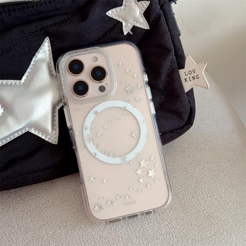 

Чехол-подставка с магнитным креплением и блестками «Золотая звезда» для iPhone 17/16 Pro Max/15/14 iPhone 17 Pro