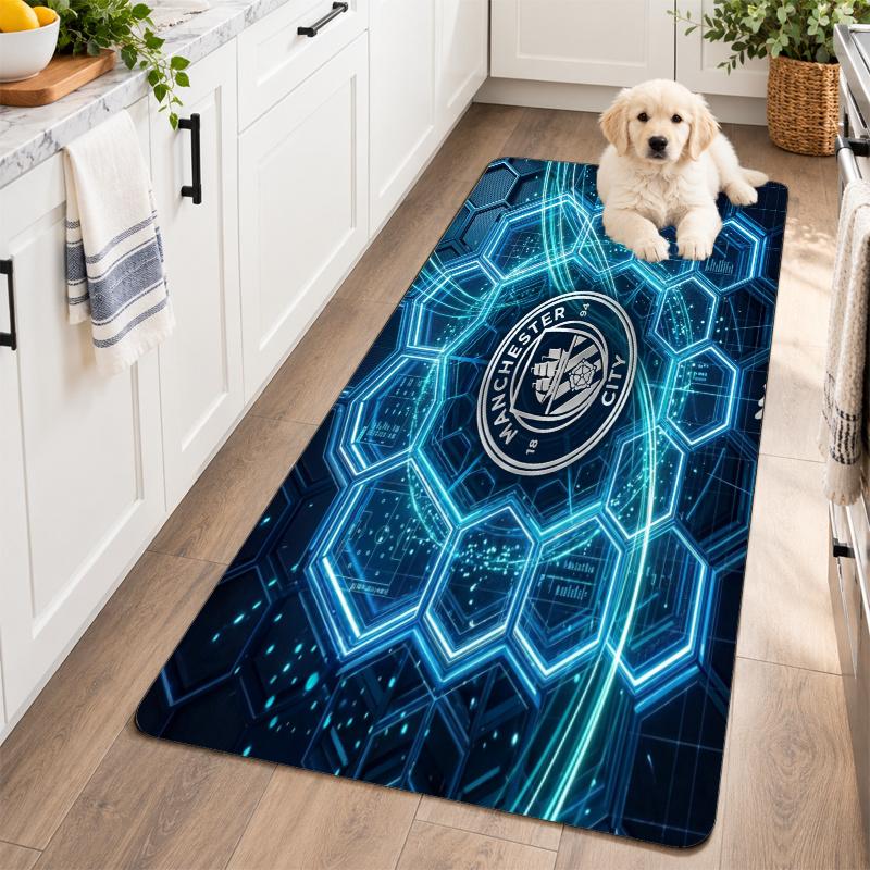 Flannel Kitchen Mat Manchester City Soft Area Rug Non Slip Floor Carpet Home Decoration