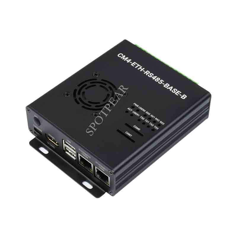 Raspberry Pi CM4 Baseboard: Dual RJ45, Quad-Isolated RS485, USB 2.0 Expansion