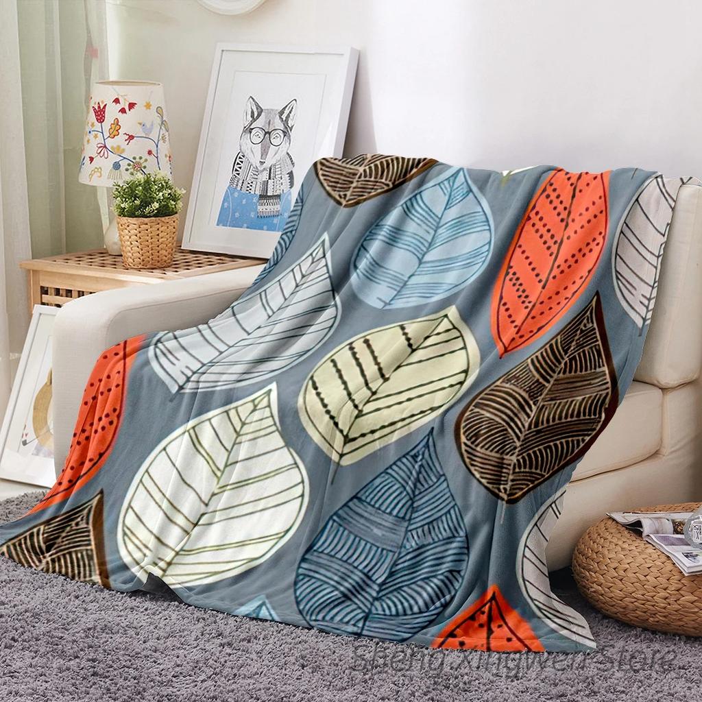Büffelkaros Ahorn Flanell Decke Weiche Überwurfdecke Blätter Eicheln Kürbisse Libelle Schmetterling Sofa Bett Dekor Halloween Geschenke