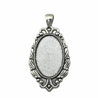 Accessories Parts Oval Flat Glass Cabochon Base Setting Tray F Vintage Jewelry Supplies ZA038