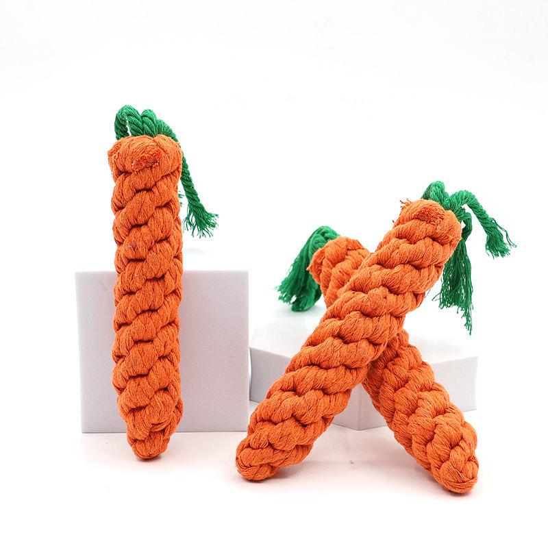 Durable Cotton Rope Carrot Toy for Small Dogs – Bite-Resistant, Self-Play Boredom Relief for Golden Retrievers