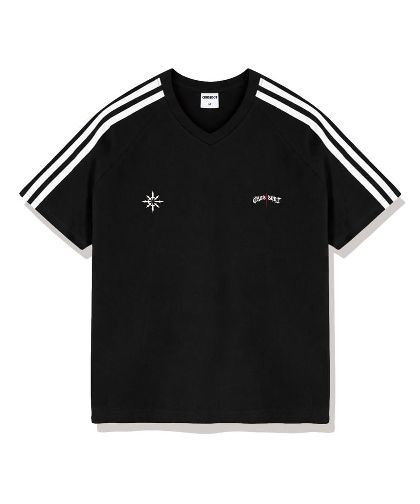Keuloseudas Black Mark Track V-Neck Short Sleeve T-Shirt 4 Colors [Crsv_1002]