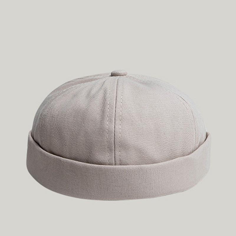 Hip-hop hats for men and women, breathable fashion cotton yuppie landlord solid color street beanless melon fur hat