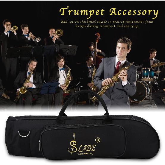 Trumpet Bag, Oxford Cloth Trumpet Gig Bag Thicken Waterproof Carrying Case with Shoulder Belt (Black) Bags, Straps