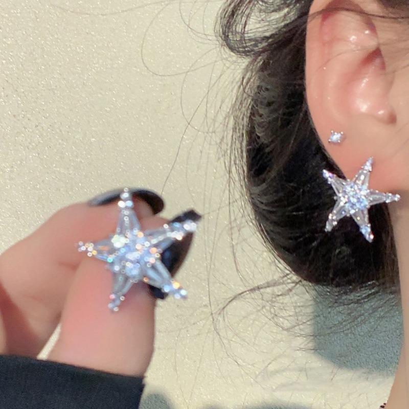 Silver needle zircon starfish earrings high sense fashion temperament stud earrings personality niche versatile light luxury earrings women
