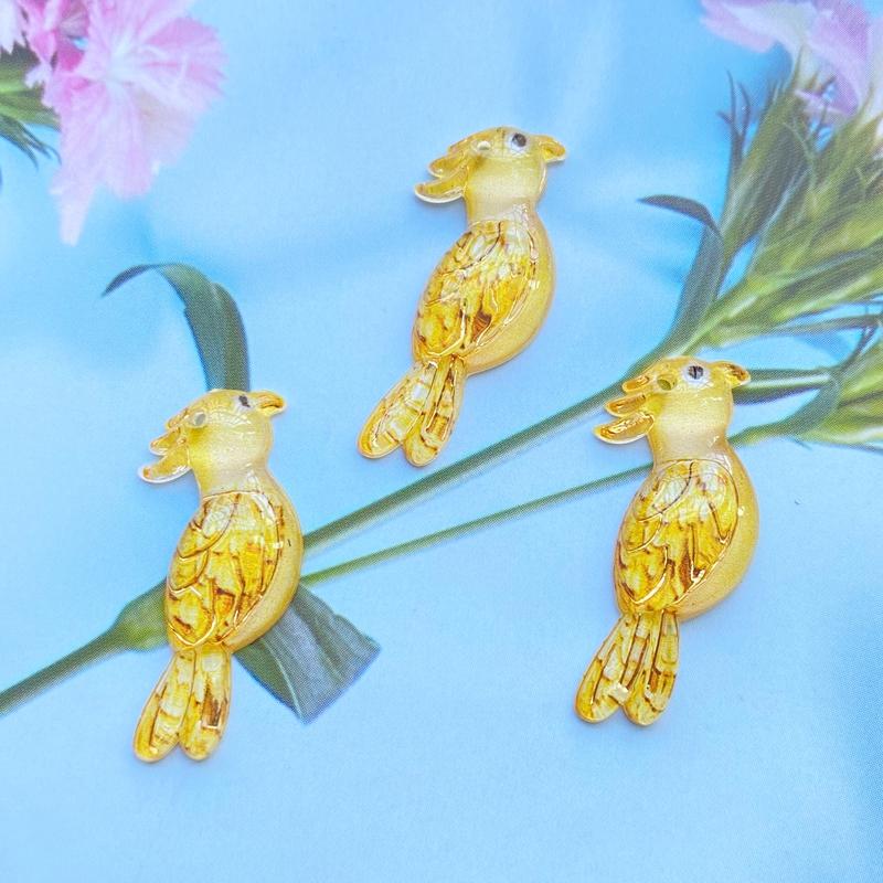 10Pcs Mini There Is A Hole Lovely Parrot Acrylic Flat Back Resin Art Supply Decoration Charm Craft Hair Bow Accessories H530