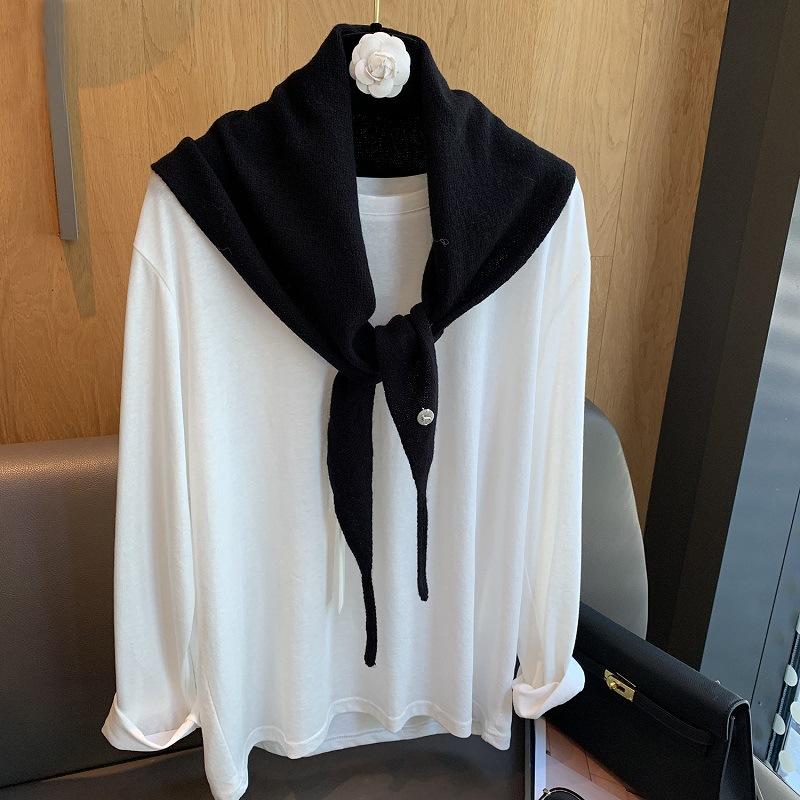 100% Wool Knitted Triangular Scarf Women Winter Warm Pashmina Headscarf Shawl Sold Color Neckerchief Kerchief Hijab Collar