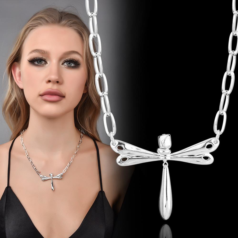 Spanish Dragonfly Versatile Trendy Accessories Pendant Necklace 60CM(Necklace Long)