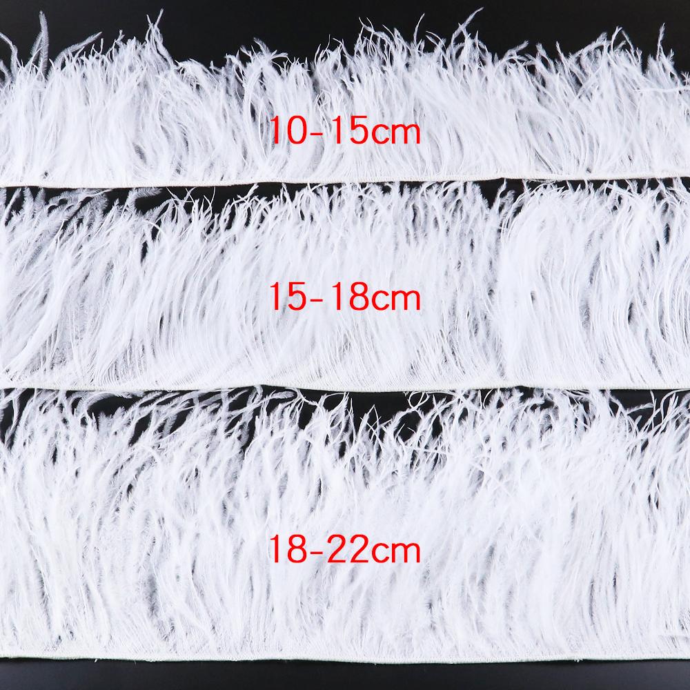 Feather1Meter White Ostrich Feathers Trim Fringe 10-15/15-18/18-22cm Plumes Ribbon For Wedding Crafts Dress Sewing  Party Accessories