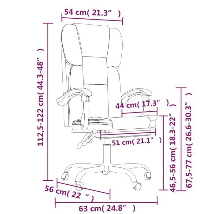VidaXL Fauteuil Inclinable de Bureau Siège Inclinable Chaise d'Ordinateur Dossier et Repose-pied Réglables Meuble de Bureau 349617