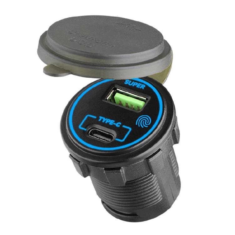 Efficient 66W Charging Socket 2-Port Car Charger with LED Light and Safety Protections for Car Truck Boats Waterproof