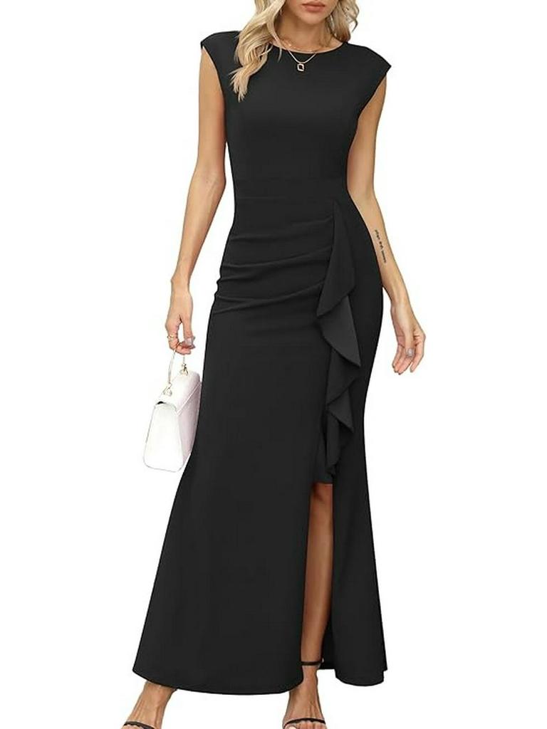 2026 Elegant European & American Women's Slim-Fit Slit Evening Gown