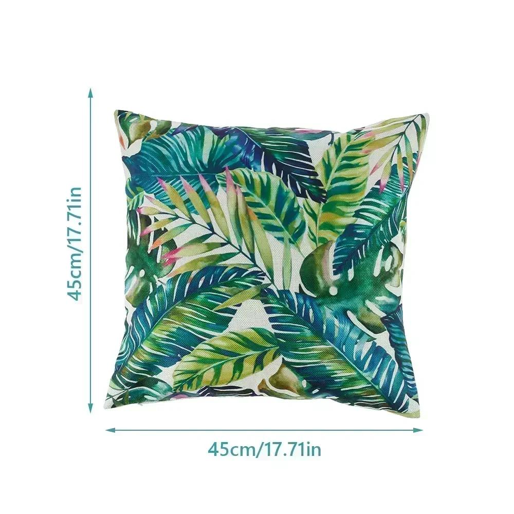 4Pcs Cushion Cover for Sofa Office Bed Car 45x45cm Tropical Plants Square Cover for Cushion Soft Home Decoration Pillowcase