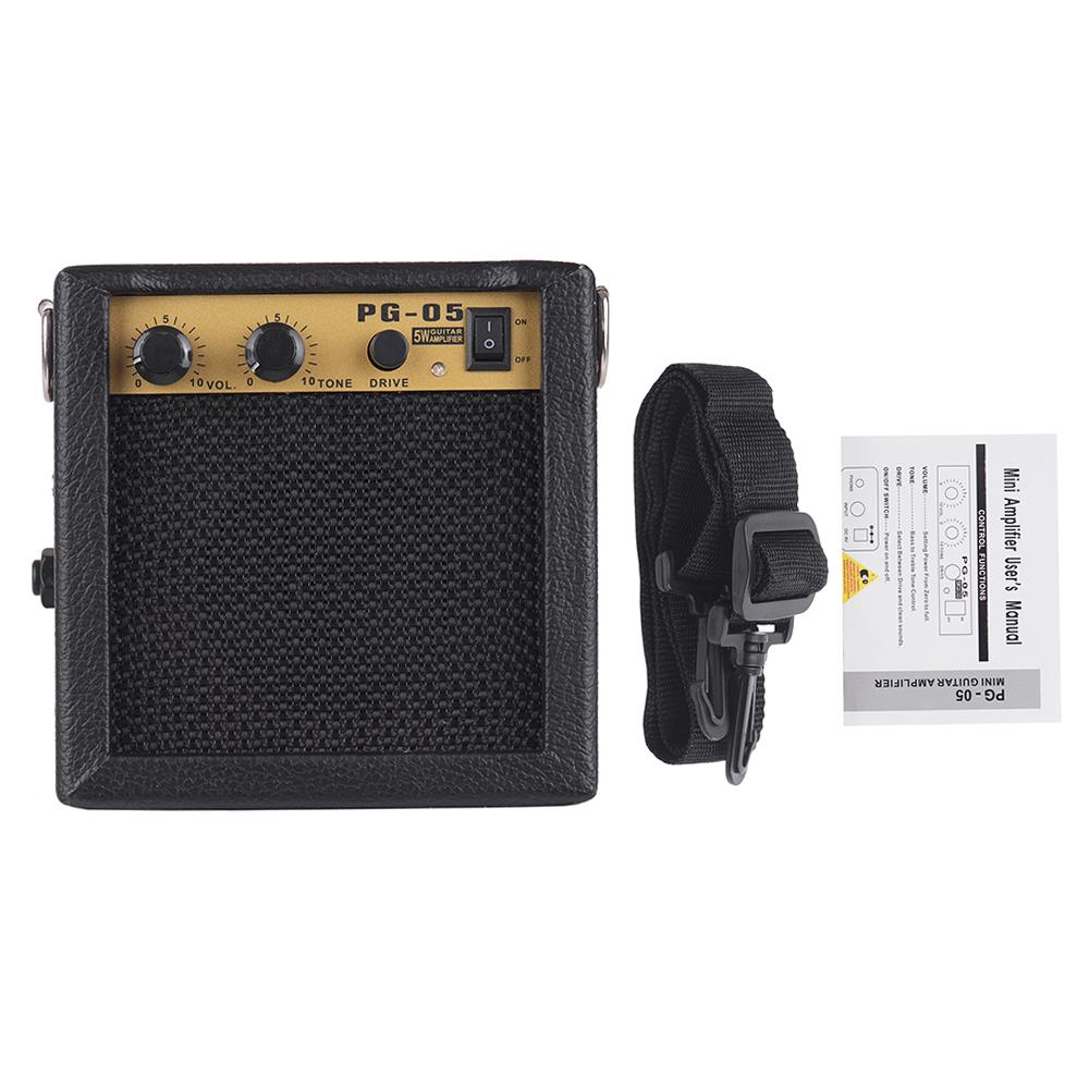 Wooden Mini Guitar Amplifier Amp Speaker 5W with 6.35mm Input 3.5mm Headphone Output Supports Volume Tone Adjustment