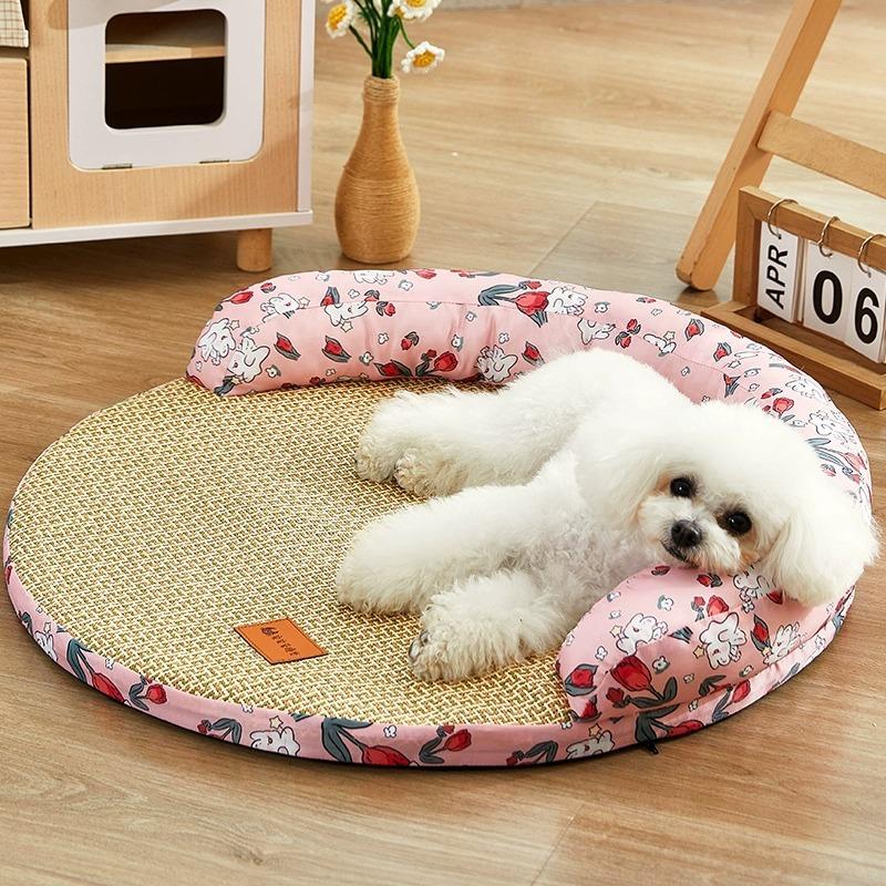 

Sleeping Mat Dog Beds Kennel Four Seasons Cool Pad Puppy Large Floor Mats Summer House Pet Supplies Products Accessories 40cm рожевий