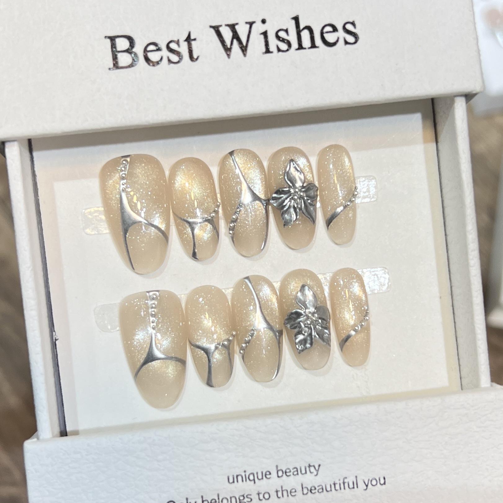 

Звездный вихрь Кошачий глаз Магическое зеркало Расписанные вручную Накладные ногти L