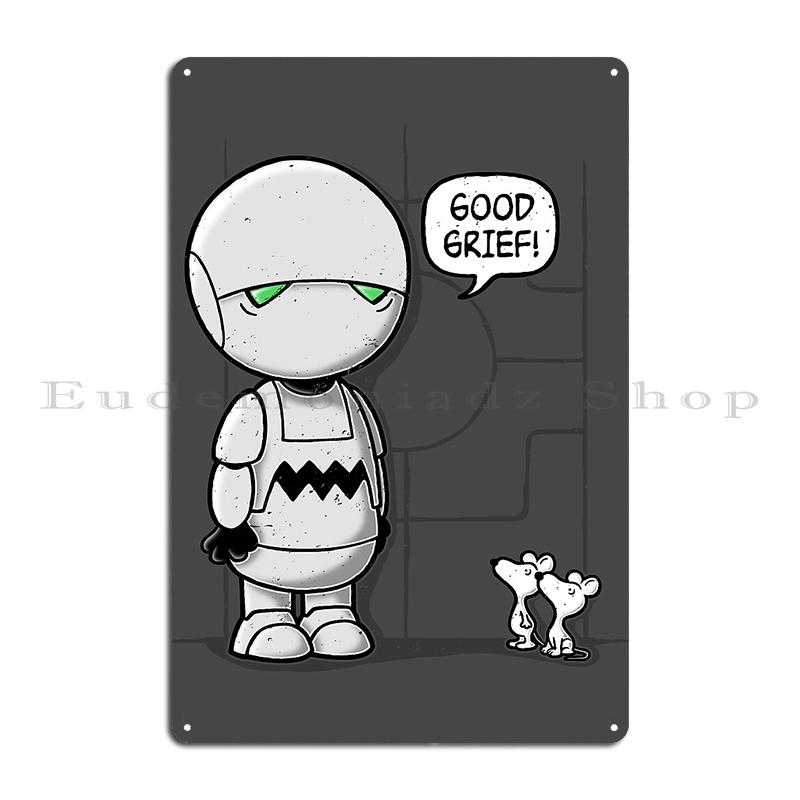 Good Grief DON'T PANIC Marvin Cute Hitchhikers Guide to the Galaxy and the life Droid project Metal Printing Tin Sign Poster