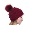 Ladies Winter Knitted Beanie Hat with Faux Fur Pom Warm Knit Skull Cap Beanie for Women (Pink)