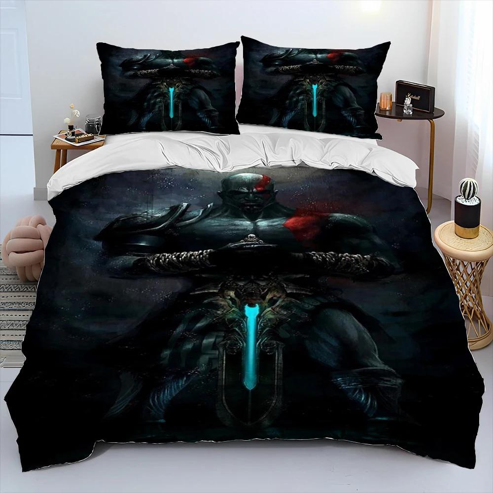 God Of War Game Gamers Kratos Comforter Bedding Set,Duvet Cover Bed Set Quilt Cover Pillowcase,king Queen Size Bedding Set Kids