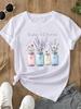 (Asian Size) Feather Trend Cute Print O-neck Short Sleeve T-shirts Fashion  Casual Women's Top T Female Clothing  Graphic Tee