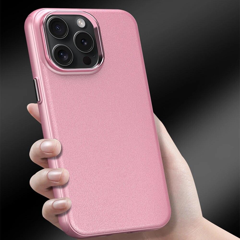 For Magsafe PU Business Leather Phone Case for IPhone 14 12 13 15 Pro Max Camera Lens Protection Shockproof Bumper Back Cover