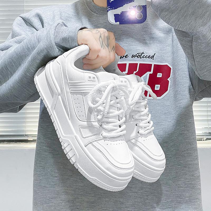 Pure black men's shoes autumn thick-soled heightening casual board shoes sports trend versatile Darth Vader retro bread shoes