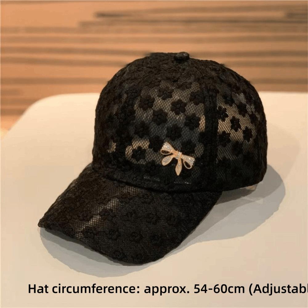 Breathable Hip Hop Cap Lace Rhinestone Bow Peaked Cap Fashion Baseball Cap Outdoor Sports