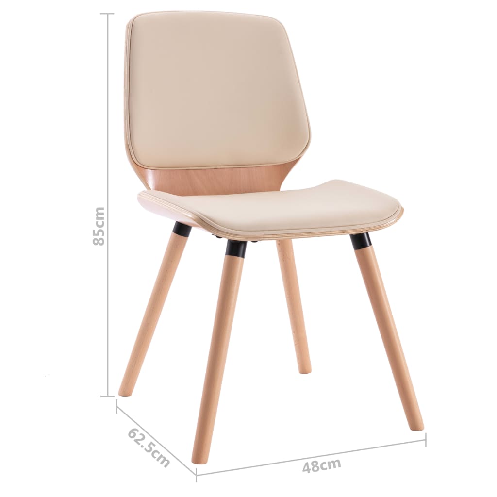 Dining Chairs 2 pcs Cream Coloured Faux Leather