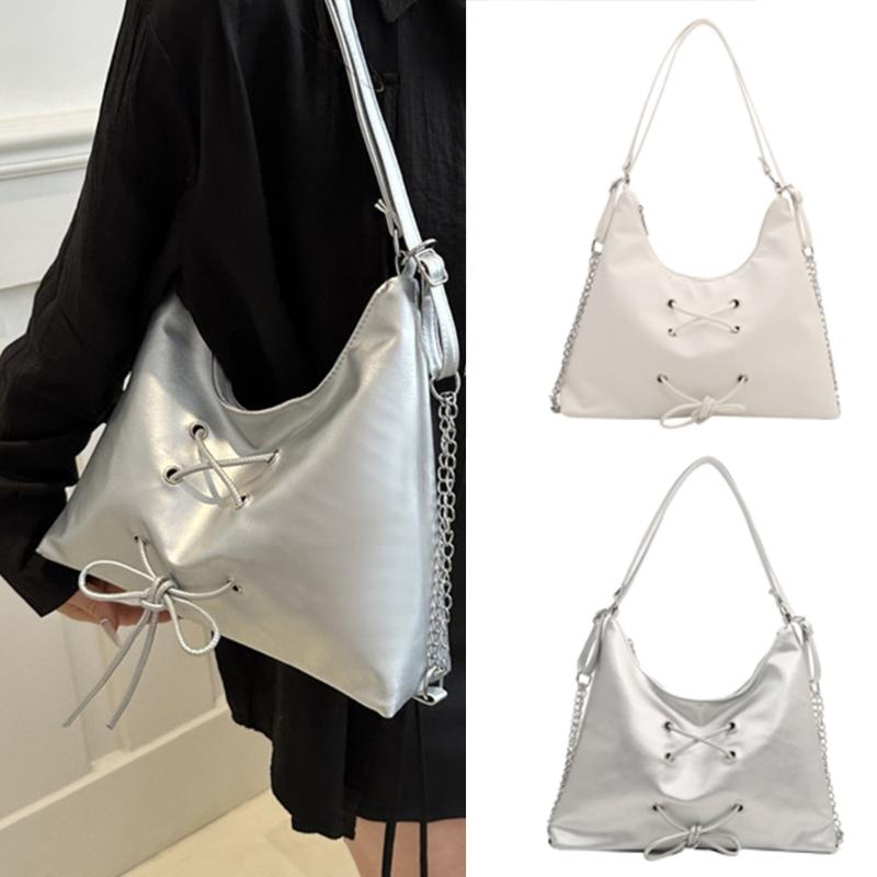 Women PU Leather Crossbody Bag Chain Shoulder Bag Casual Backpack Student School Bag Large Capacity Messenger Bag