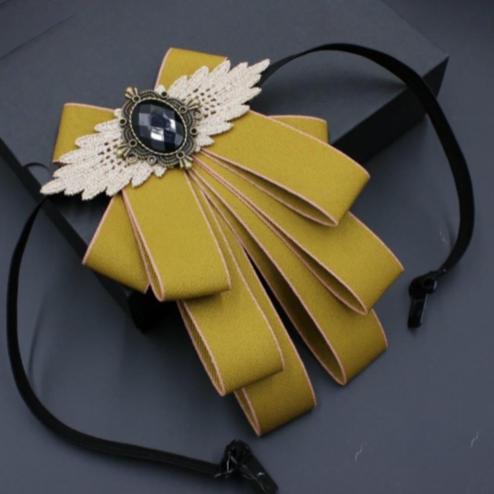 Fashion Faux Stone Men's Suit Lapel Flowers Alloy Polyester Bow Tie Necktie Neck Decoration Groom Formal Suit