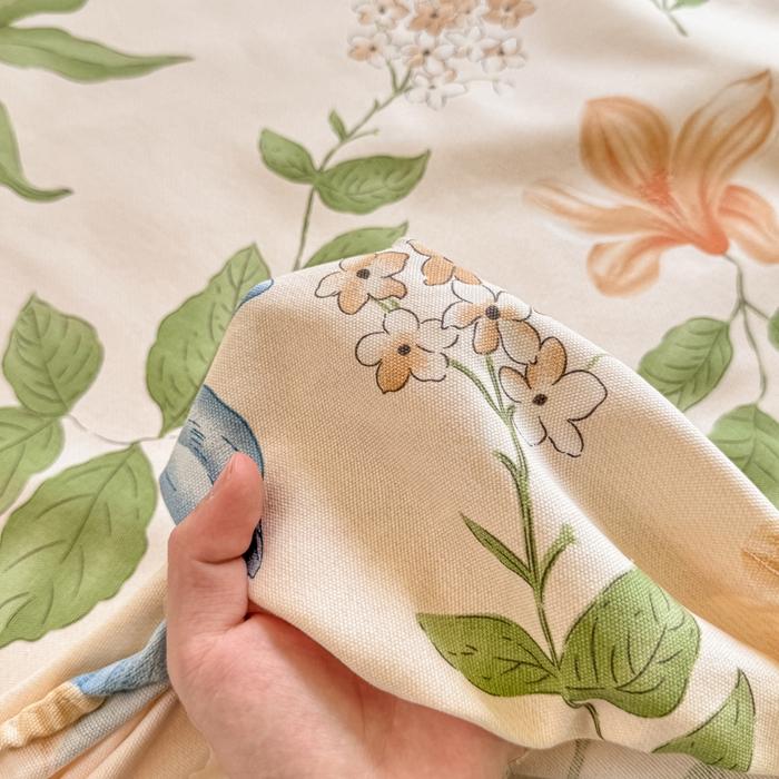 New Cotton Single Bed Cover A Fresh and Simple Country-style Floral Old Coarse Cloth Mattress Cover Bring Elastic Bedspreads