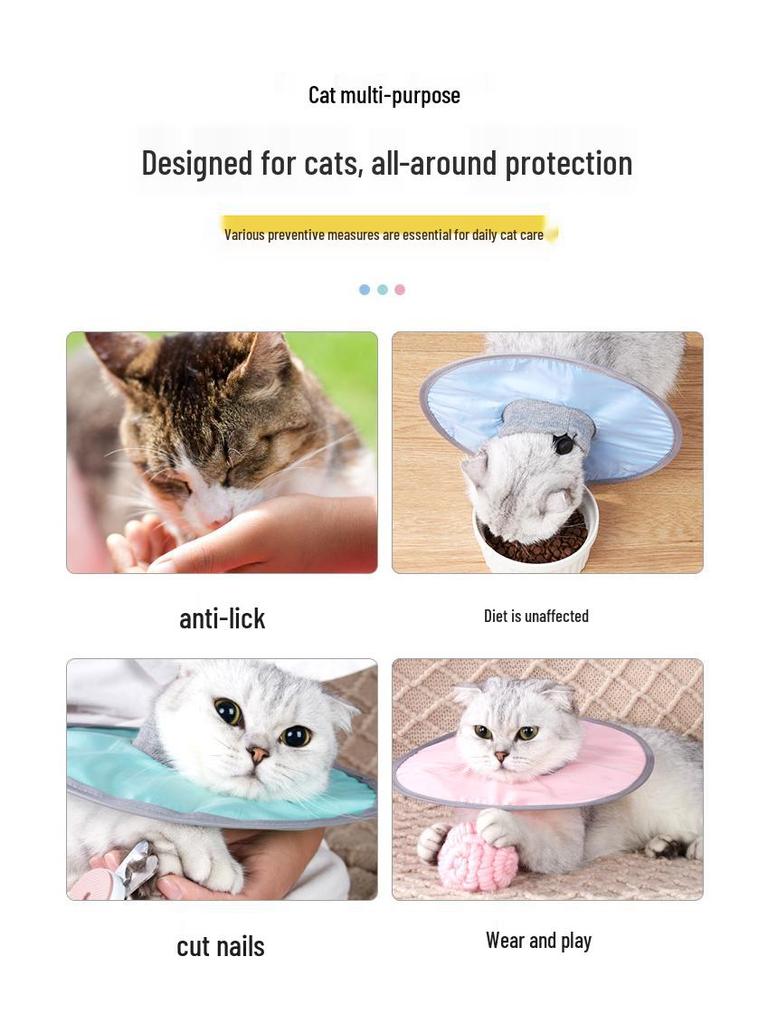 White Cat Recovery Collar: Elizabethan Anti-Lick Post-Surgery Bib