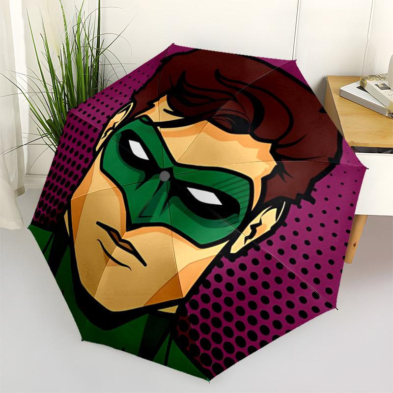 

1pc Green Lantern Mask Umbrella - Automatic Open Compact Travel Umbrella with 59-Rib Durable Frame yy251021102