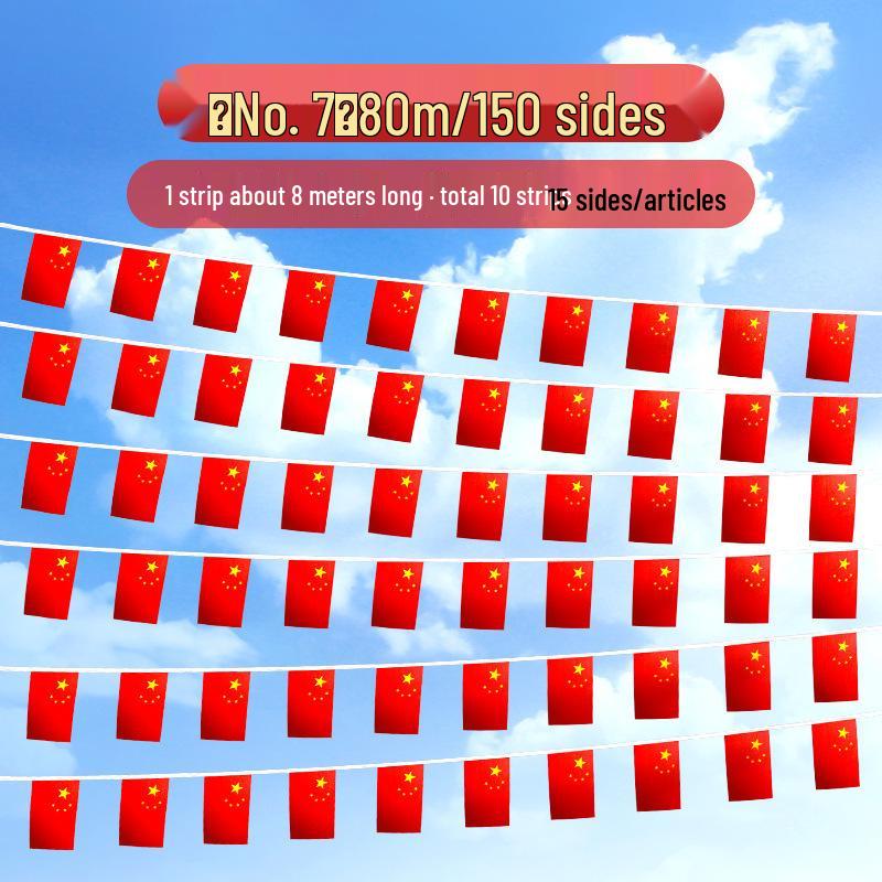 Small Five-Star Red Flag Banner for National Day Decoration