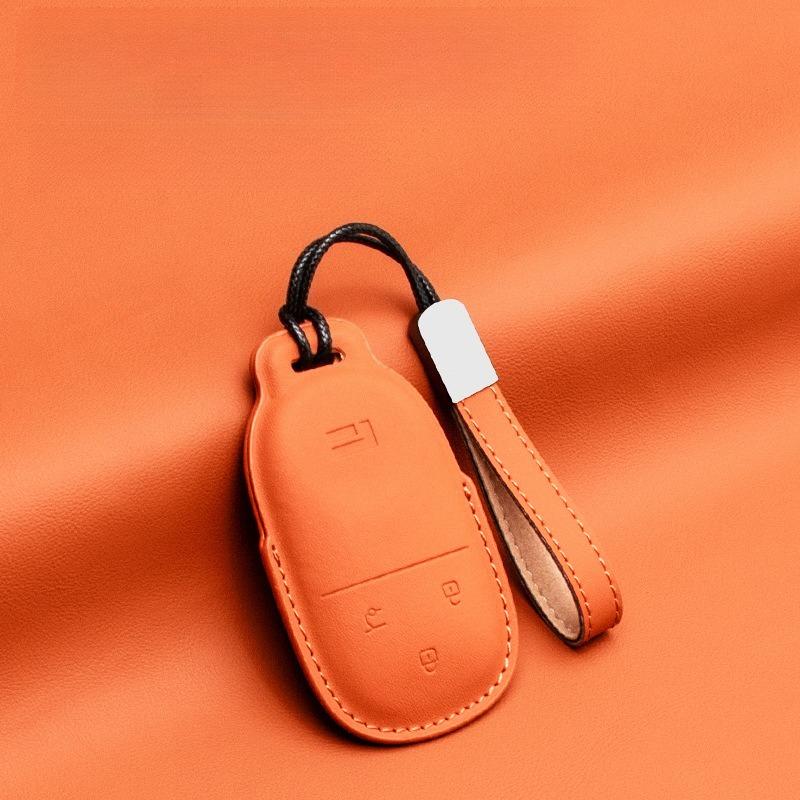 For BAIC JISHI Polestones 01 Rox 2024 2025 2026 Car Leather Key Fob Cover Remote Case Cover Car Keychain Holder Bag Accessories