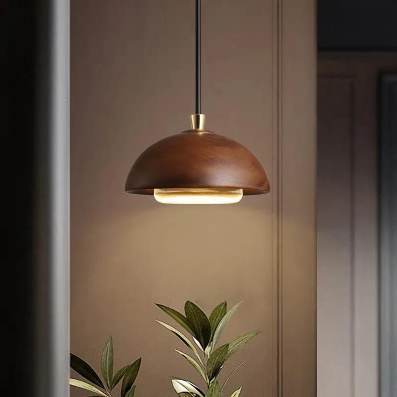 Modern creative LED pendant light Nordic retro bedside wooden light restaurant bar home decoration bedside lighting fixture