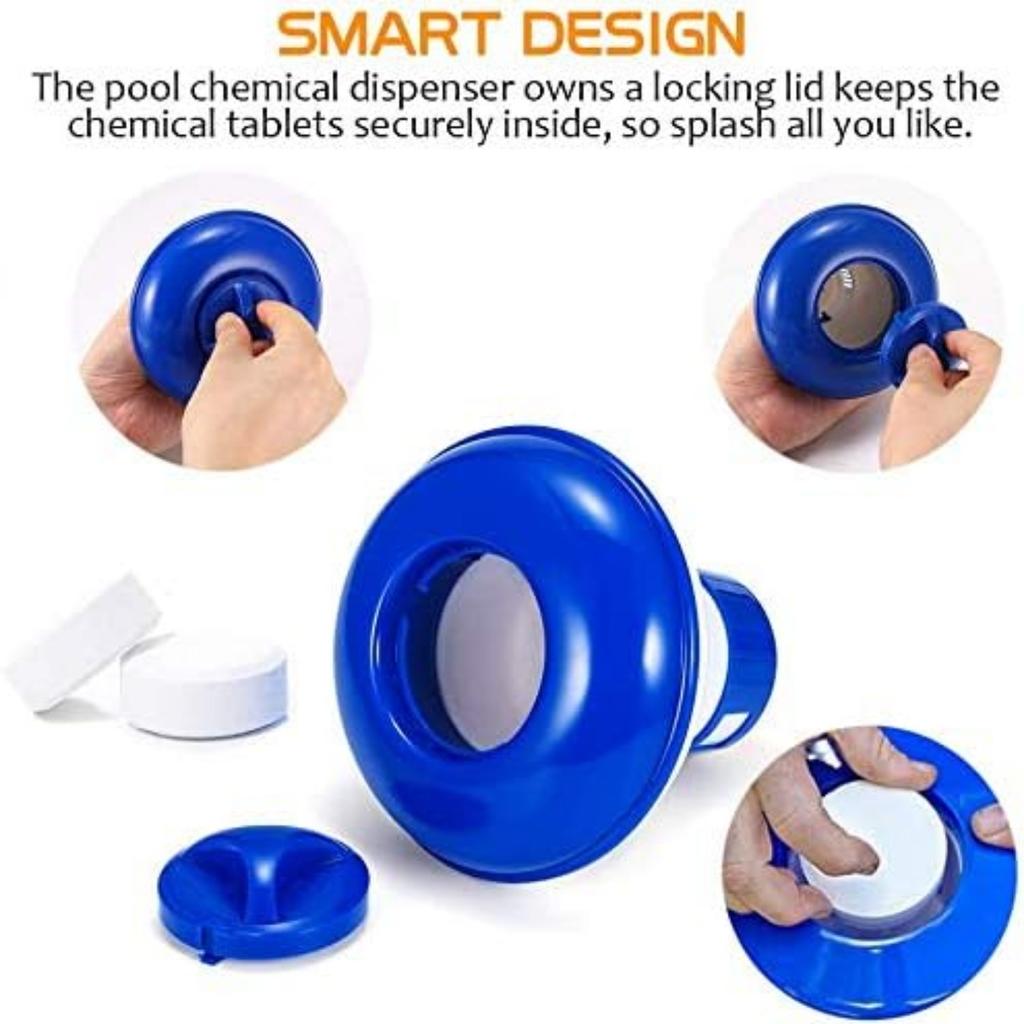 Floating Chlorine Dispenser, Chlorine Tablets, 12.7 cm, Adjustable Chemical Swimmer for Indoor and Outdoor Pools, Whirlpools (1 Piece)