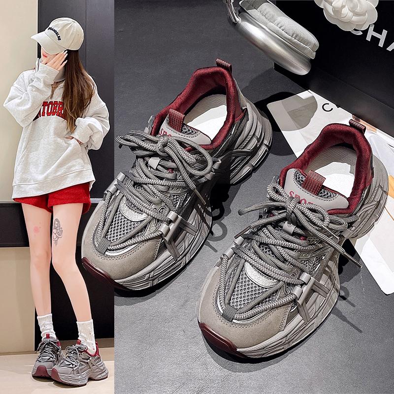 2024 Autumn New Women's Lace-up Sports Shoes Non-Slip Color Matching Lightweight Women's Casual Vulcanized Shoes