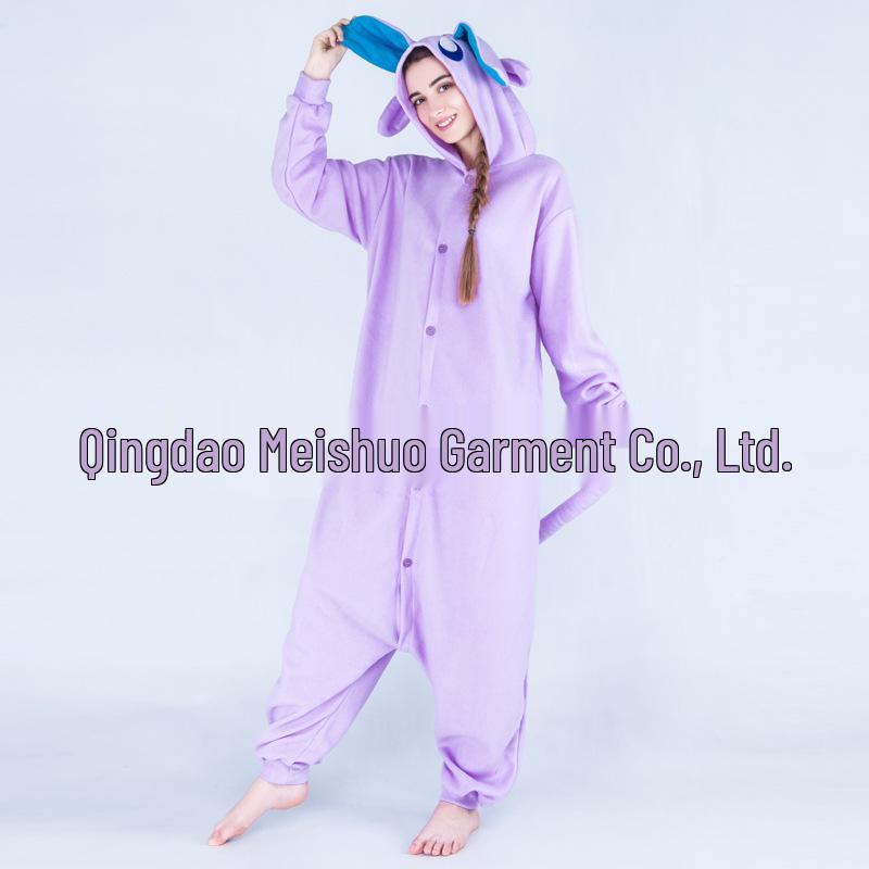 Růžové Modré Zvířecí Kreslené Fleecové Onesie Pyžamo pro Páry - Podzimní/Zimní Kolekce