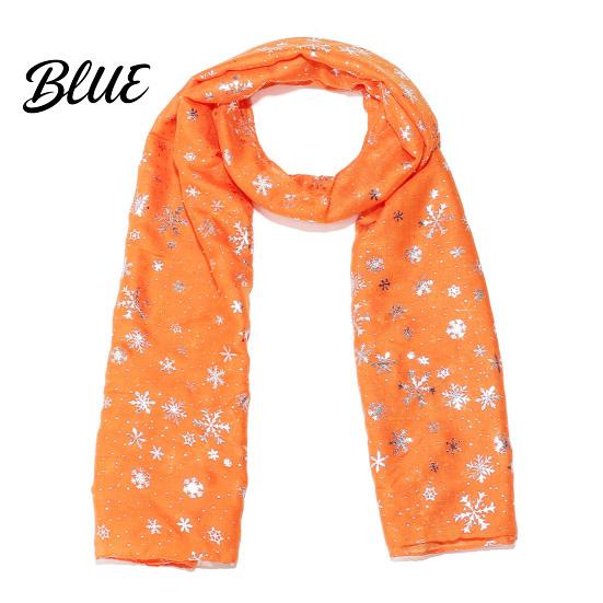 Holiday Gathering Accessory Glitter Sparkly Foil Snowflake Print Scarf for Women Christmas Soft Fabric Winter Gift Theme Shawl Wrap Fall Lightweight