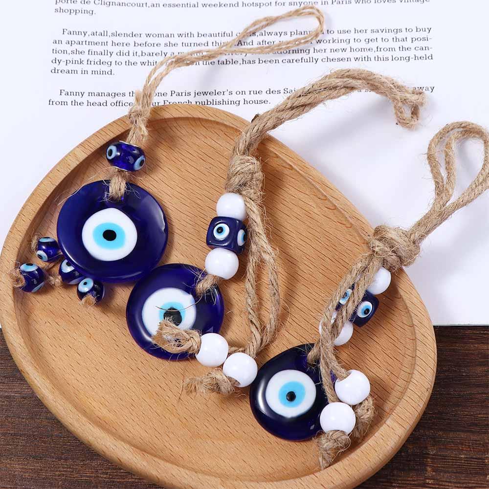 Amulet Car Ornaments Interior Accessories Evil Blue Eye Pendant Car Key Pendants Twine Drop Pendant