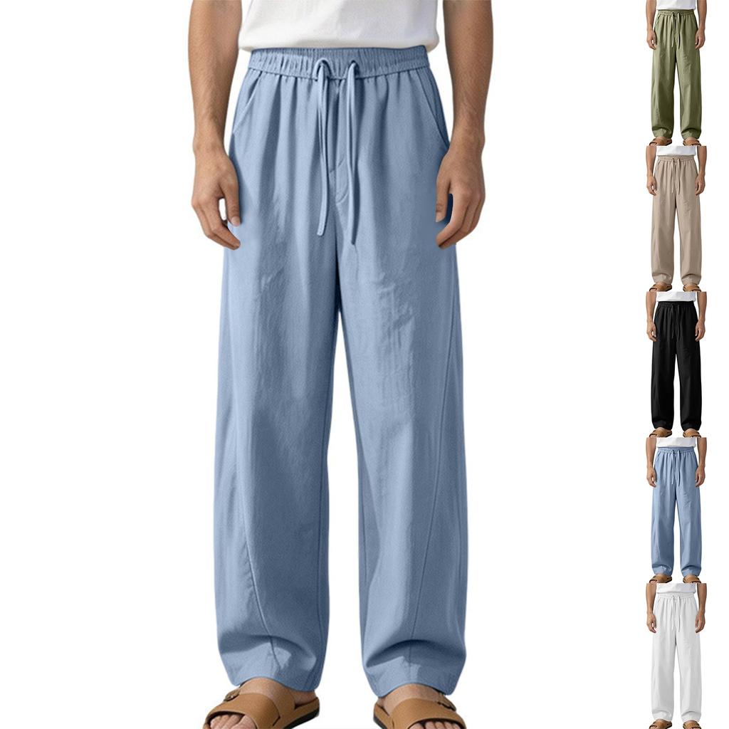 Men's Casual Wide Leg Pants, Loose Fit, Straight Leg, Color