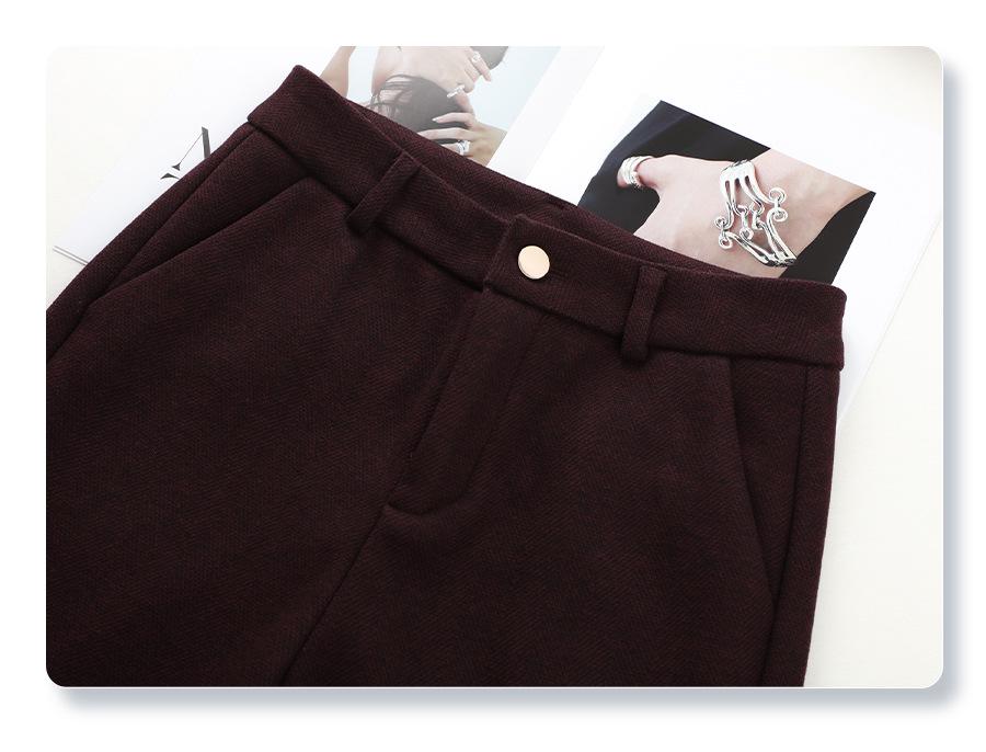 Ankola Women's Red Tweed Wide-Leg Slimming Pants - New Autumn/Winter 2024