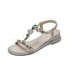 Rhinestone Wedge Heel Sandals Women's Summer Fairy Style Student Fashion and Women's Flat Shoes