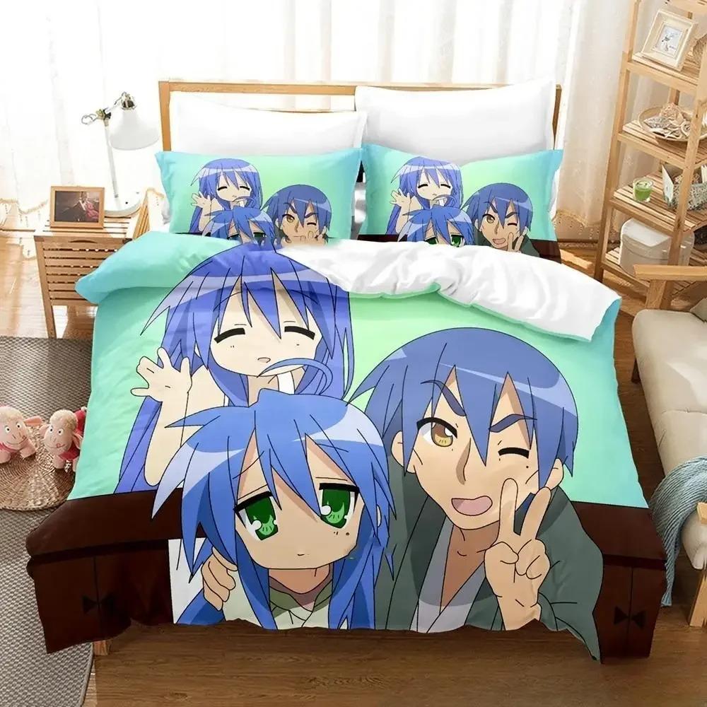 3D Anime Konata Izumi Lucky Star Bettwäsche-Set Bettbezug Bettset Steppdeckenbezug Kissenbezug Steppdecke King Queen Size Jungen Erwachsene