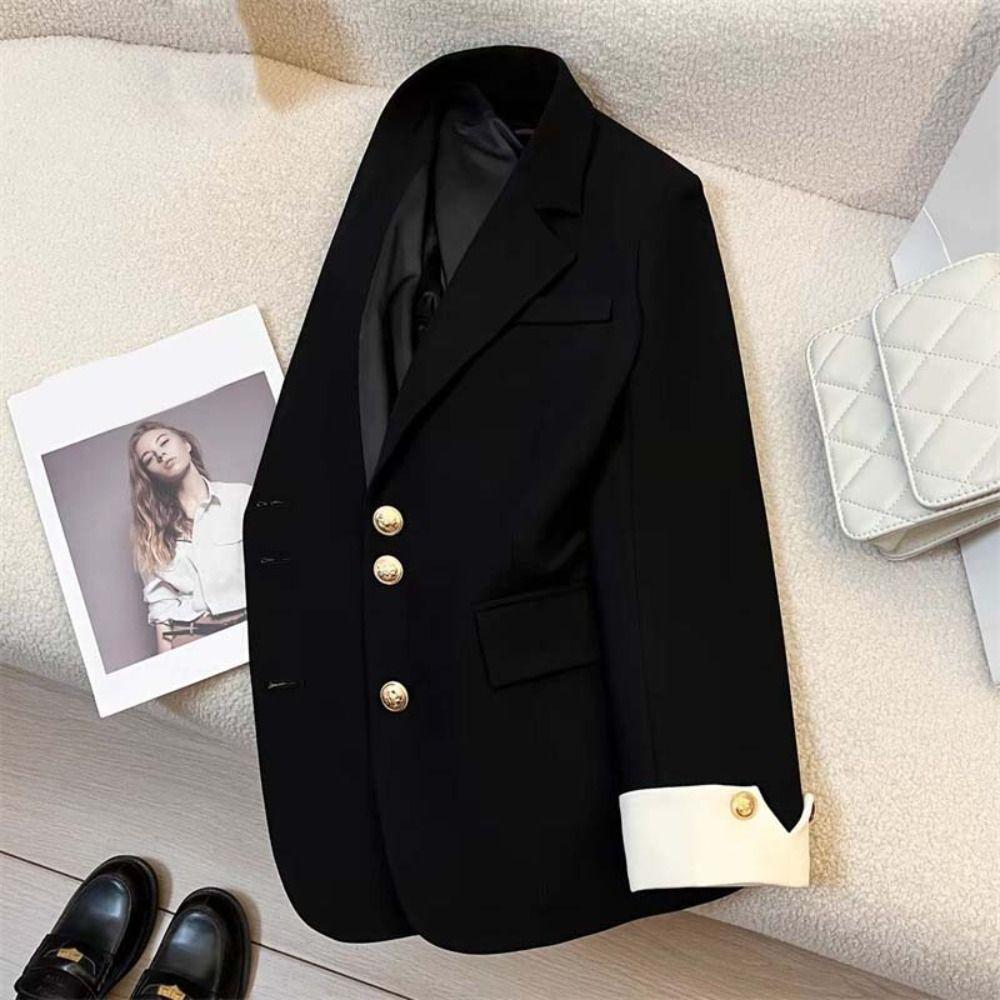 Long Sleeve Vintage Suit Jacket Oversized Casual Loose Blazer Professional Office Blazers Office